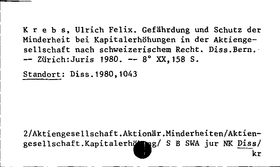 [Katalogkarte Dissertationenkatalog bis 1980]