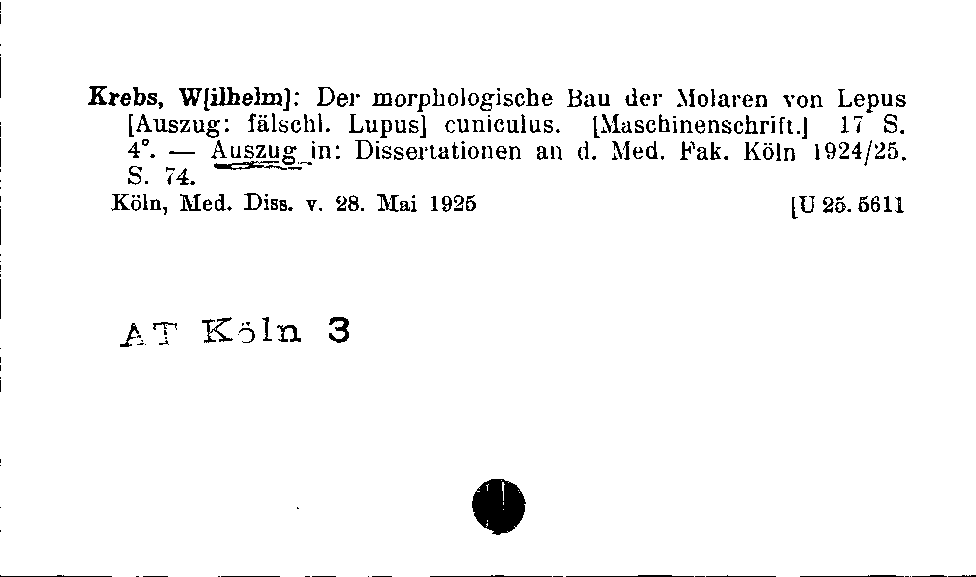 [Katalogkarte Dissertationenkatalog bis 1980]