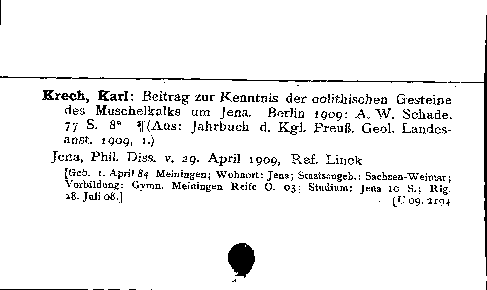 [Katalogkarte Dissertationenkatalog bis 1980]