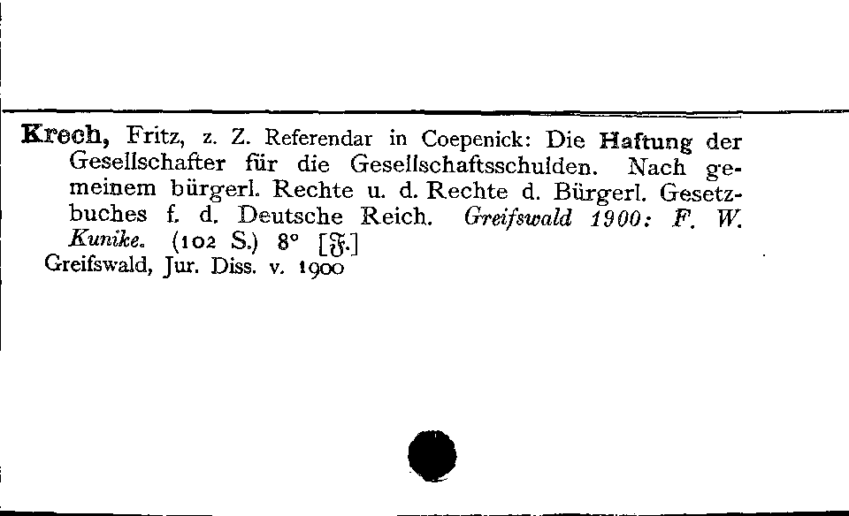 [Katalogkarte Dissertationenkatalog bis 1980]