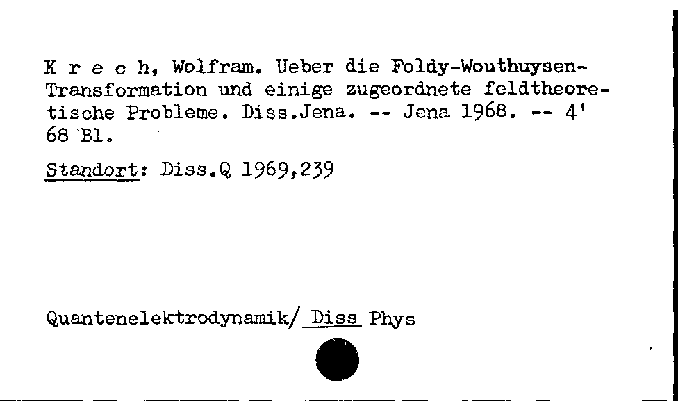 [Katalogkarte Dissertationenkatalog bis 1980]