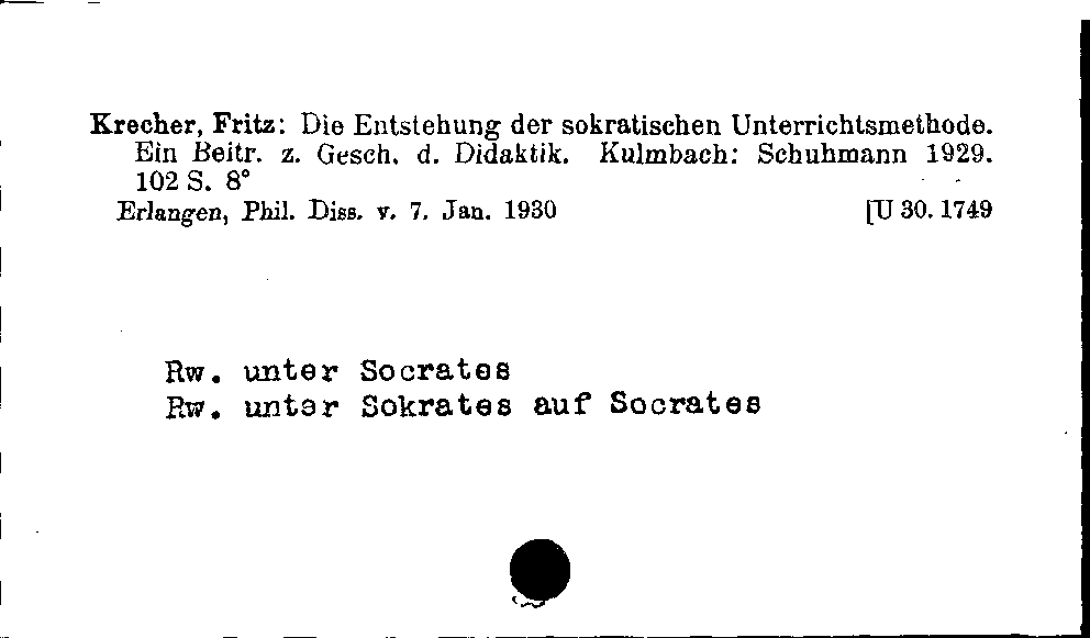 [Katalogkarte Dissertationenkatalog bis 1980]