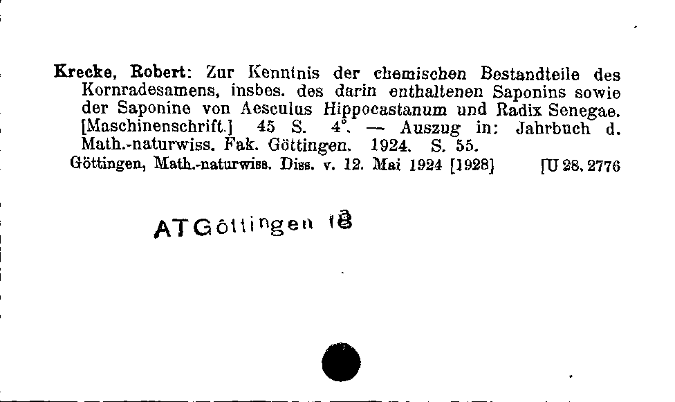 [Katalogkarte Dissertationenkatalog bis 1980]