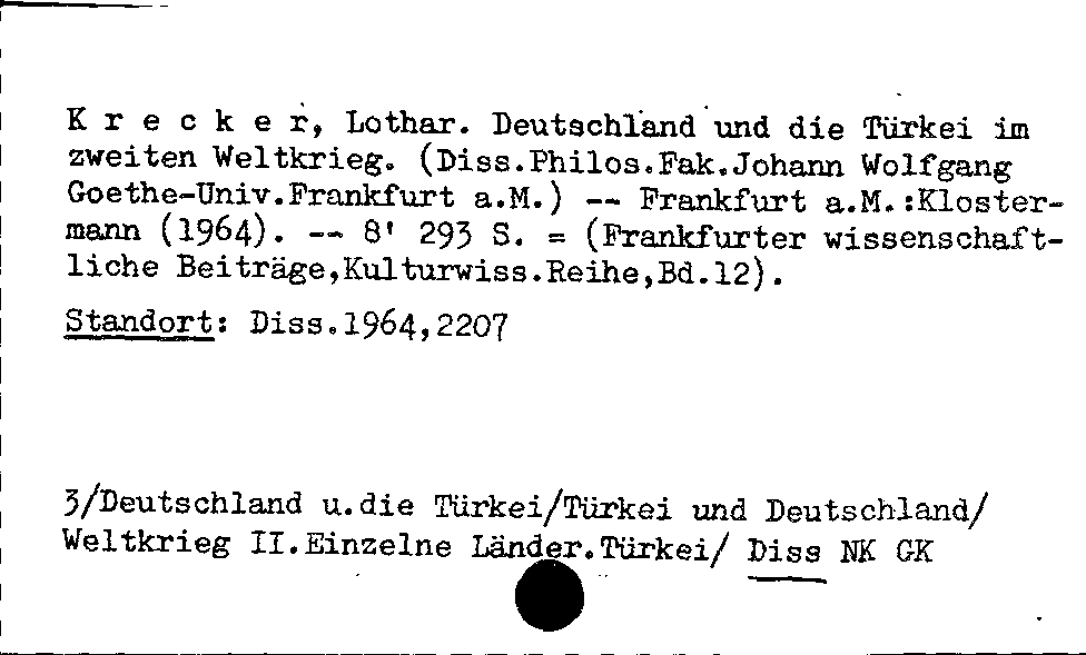 [Katalogkarte Dissertationenkatalog bis 1980]