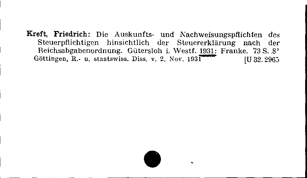 [Katalogkarte Dissertationenkatalog bis 1980]