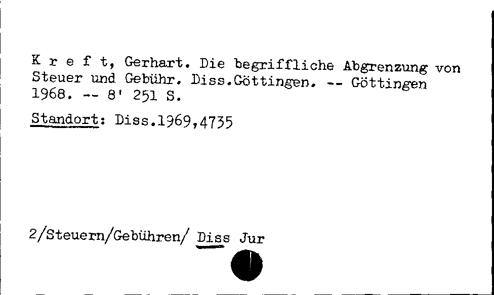 [Katalogkarte Dissertationenkatalog bis 1980]