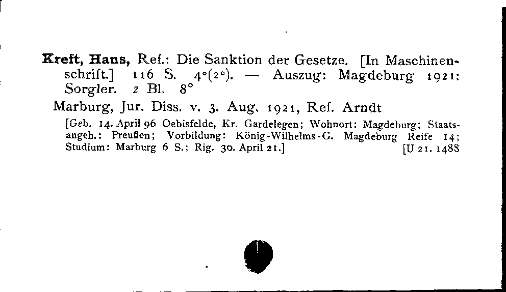 [Katalogkarte Dissertationenkatalog bis 1980]