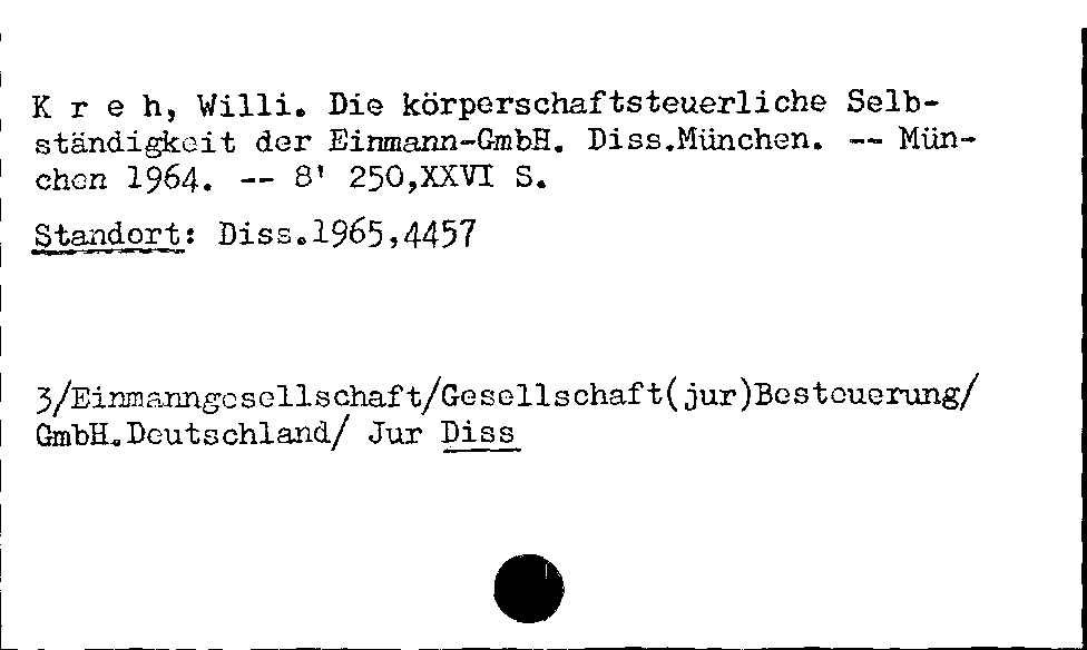 [Katalogkarte Dissertationenkatalog bis 1980]