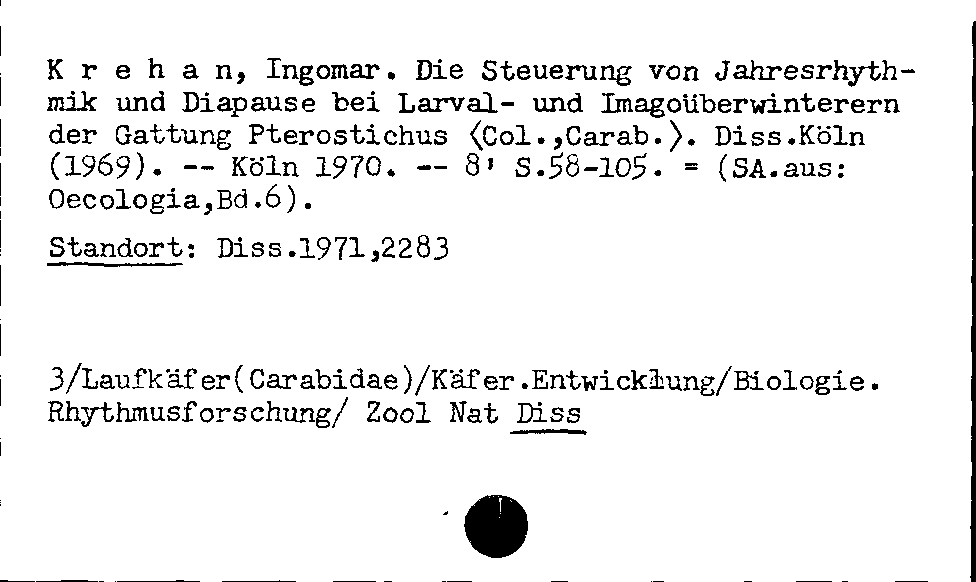 [Katalogkarte Dissertationenkatalog bis 1980]