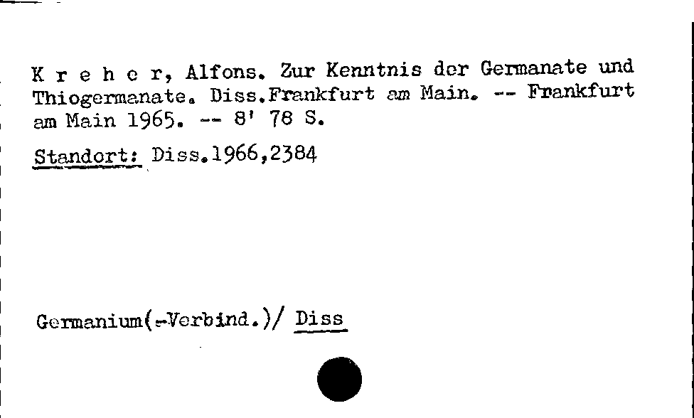 [Katalogkarte Dissertationenkatalog bis 1980]