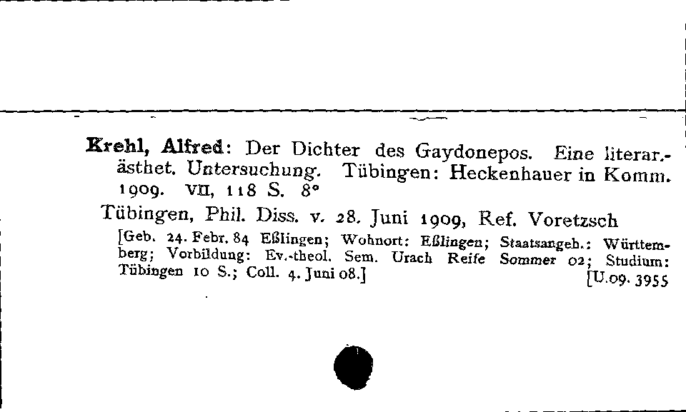 [Katalogkarte Dissertationenkatalog bis 1980]