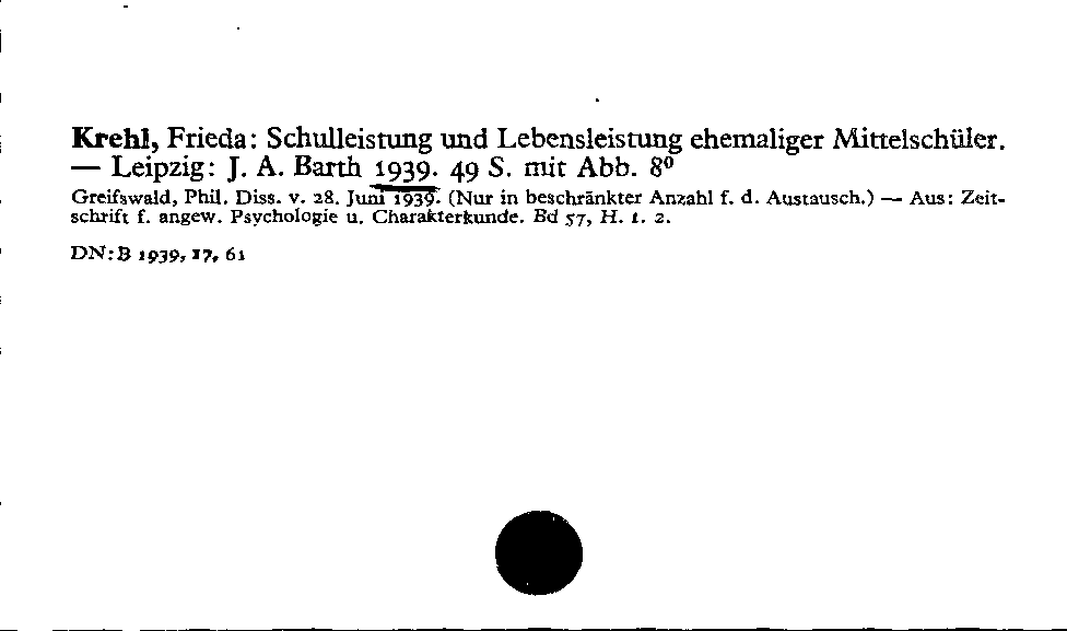 [Katalogkarte Dissertationenkatalog bis 1980]