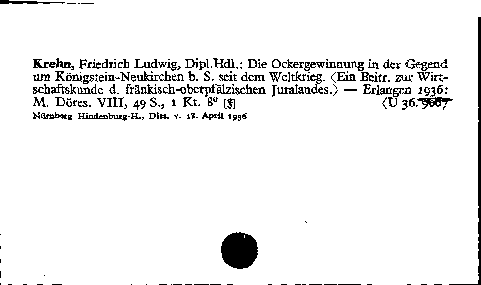 [Katalogkarte Dissertationenkatalog bis 1980]