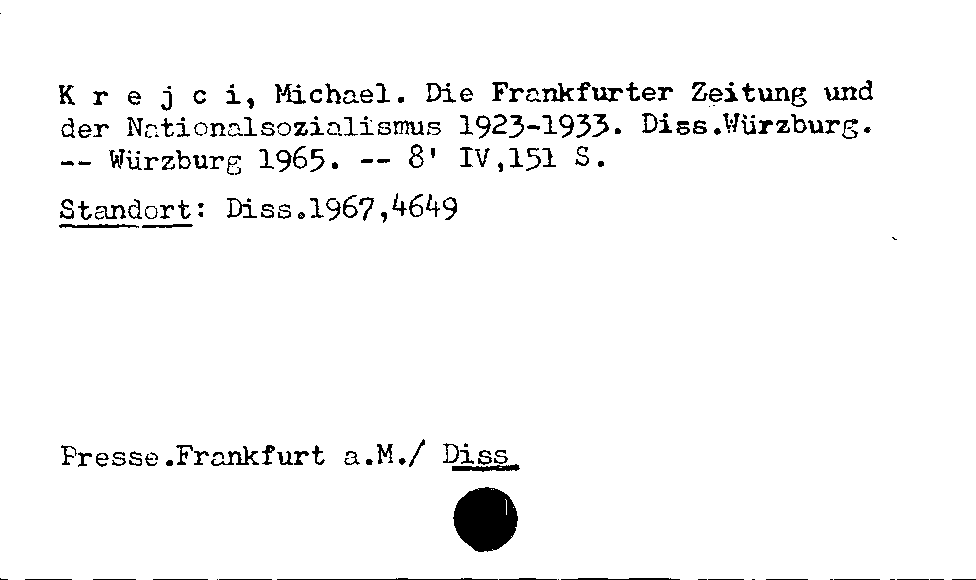 [Katalogkarte Dissertationenkatalog bis 1980]