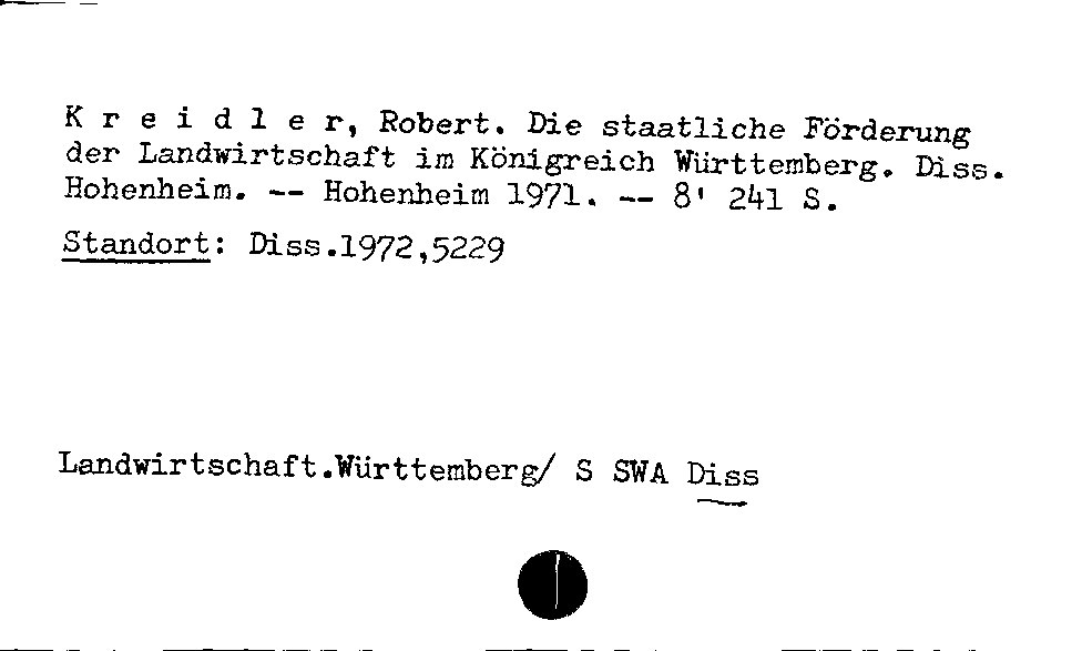 [Katalogkarte Dissertationenkatalog bis 1980]