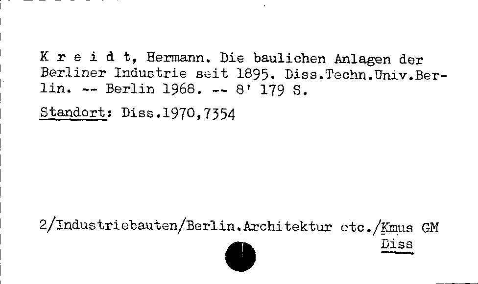 [Katalogkarte Dissertationenkatalog bis 1980]