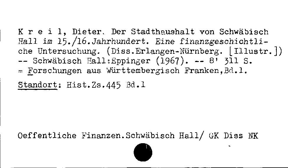 [Katalogkarte Dissertationenkatalog bis 1980]