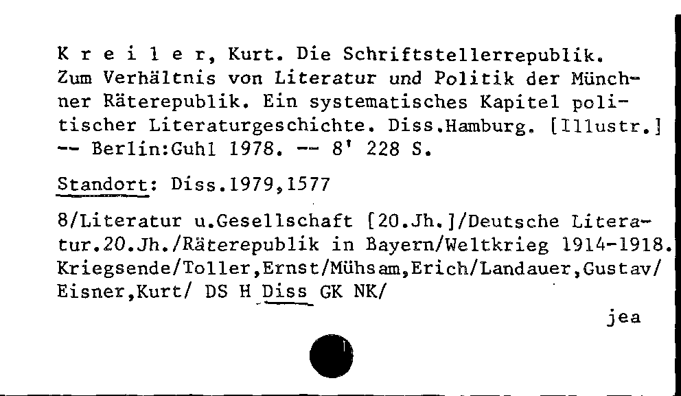 [Katalogkarte Dissertationenkatalog bis 1980]