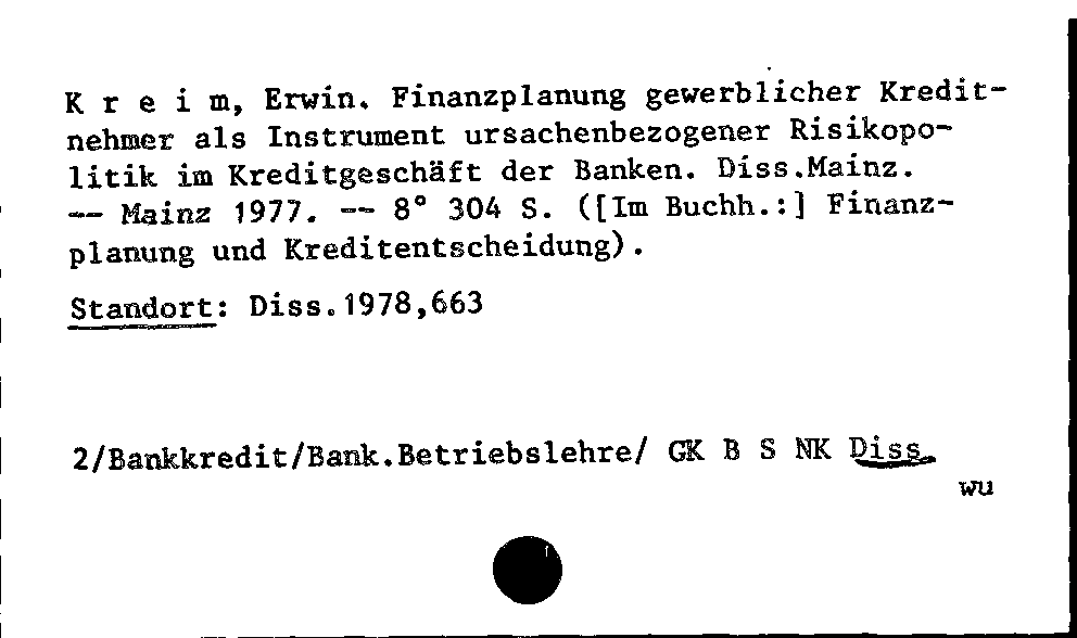 [Katalogkarte Dissertationenkatalog bis 1980]