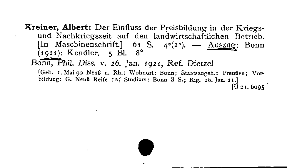 [Katalogkarte Dissertationenkatalog bis 1980]