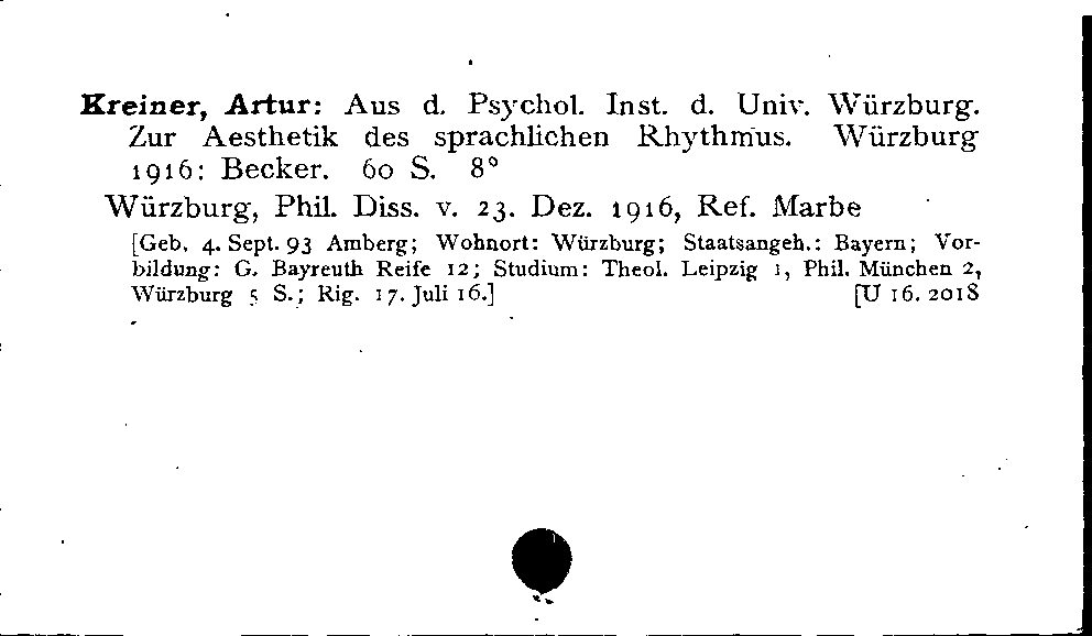 [Katalogkarte Dissertationenkatalog bis 1980]