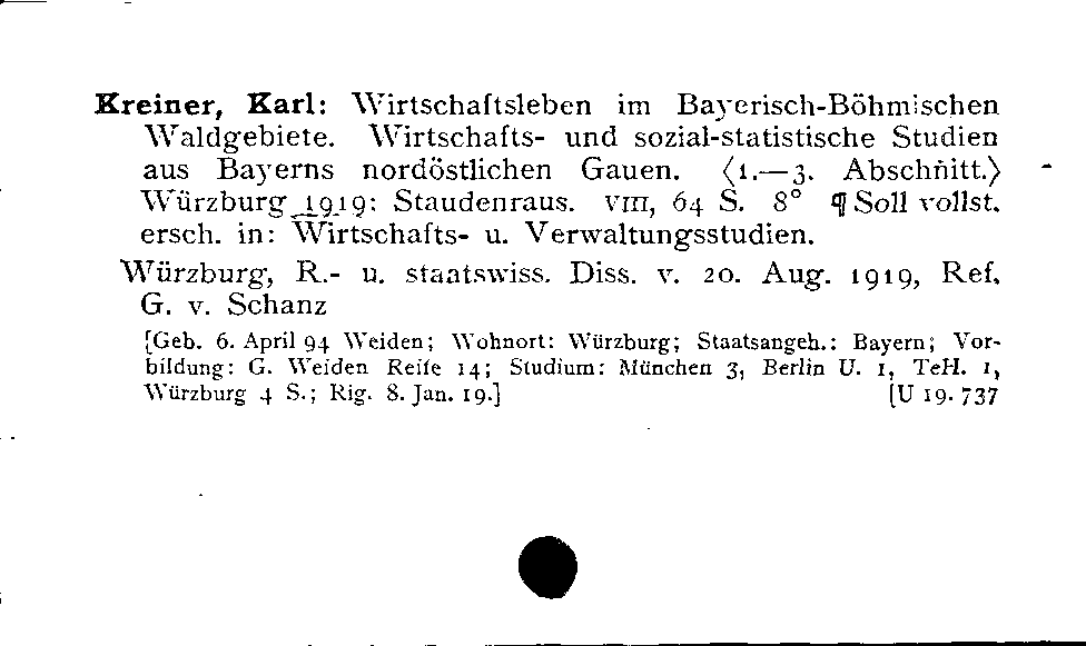 [Katalogkarte Dissertationenkatalog bis 1980]