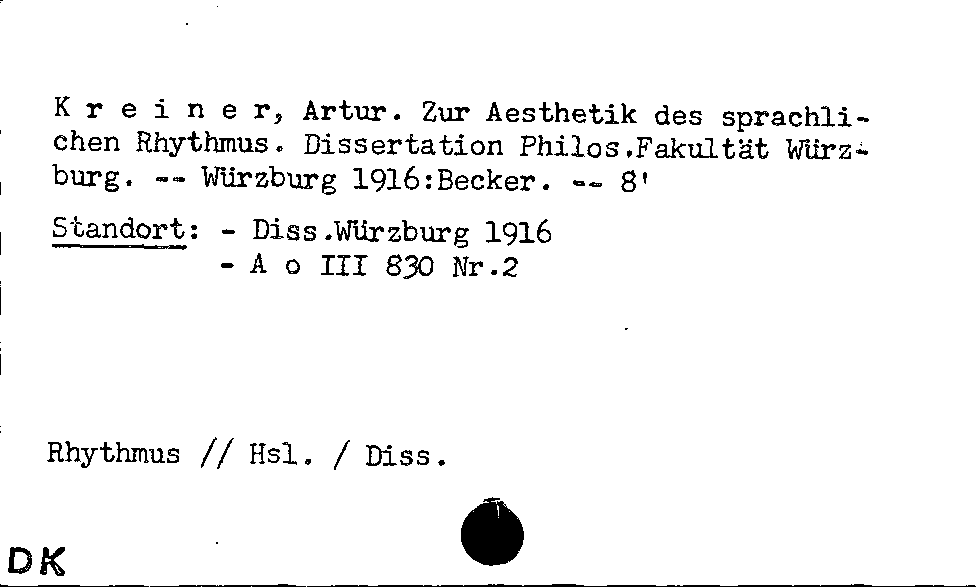 [Katalogkarte Dissertationenkatalog bis 1980]