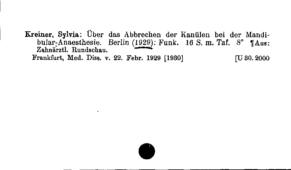 [Katalogkarte Dissertationenkatalog bis 1980]