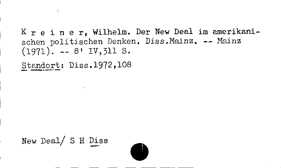 [Katalogkarte Dissertationenkatalog bis 1980]