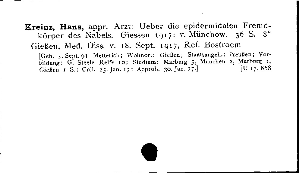 [Katalogkarte Dissertationenkatalog bis 1980]