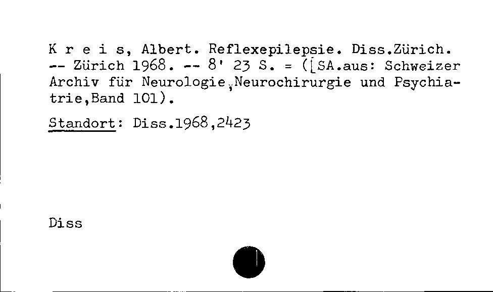 [Katalogkarte Dissertationenkatalog bis 1980]