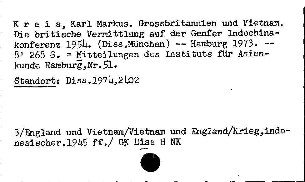 [Katalogkarte Dissertationenkatalog bis 1980]