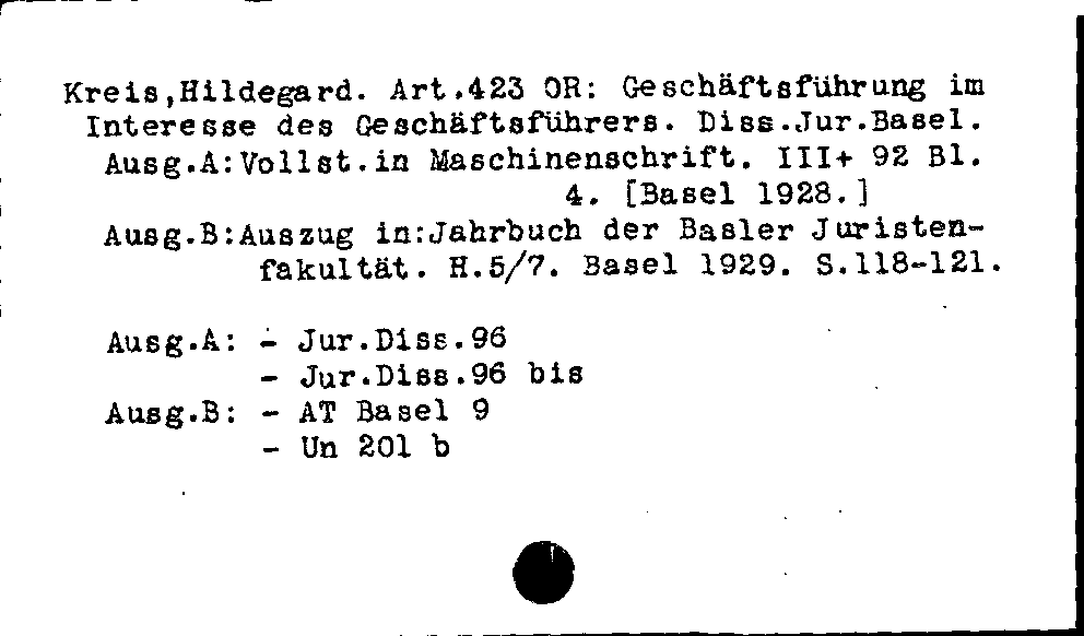 [Katalogkarte Dissertationenkatalog bis 1980]