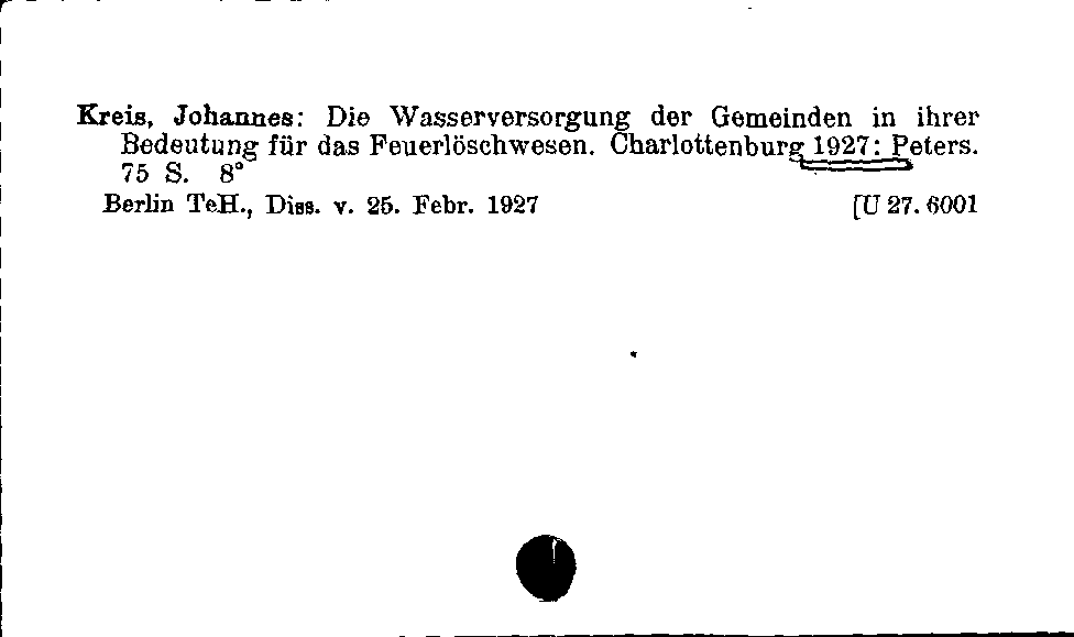 [Katalogkarte Dissertationenkatalog bis 1980]