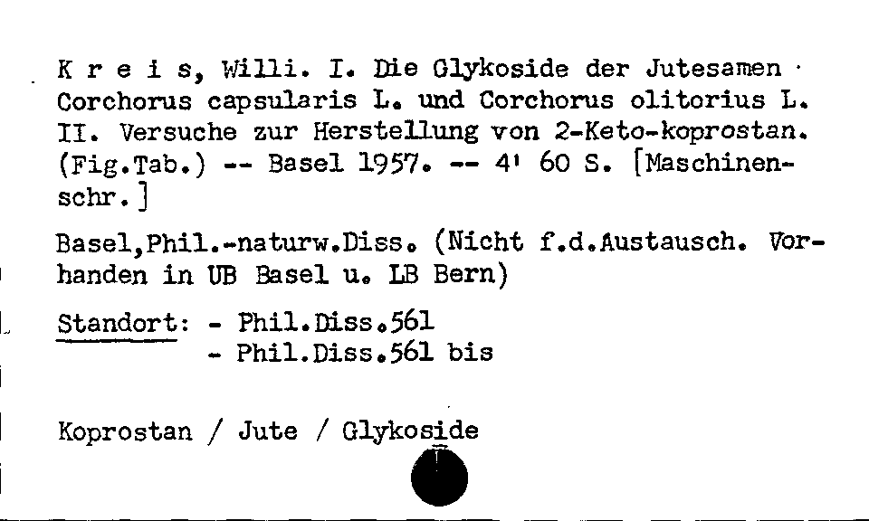 [Katalogkarte Dissertationenkatalog bis 1980]