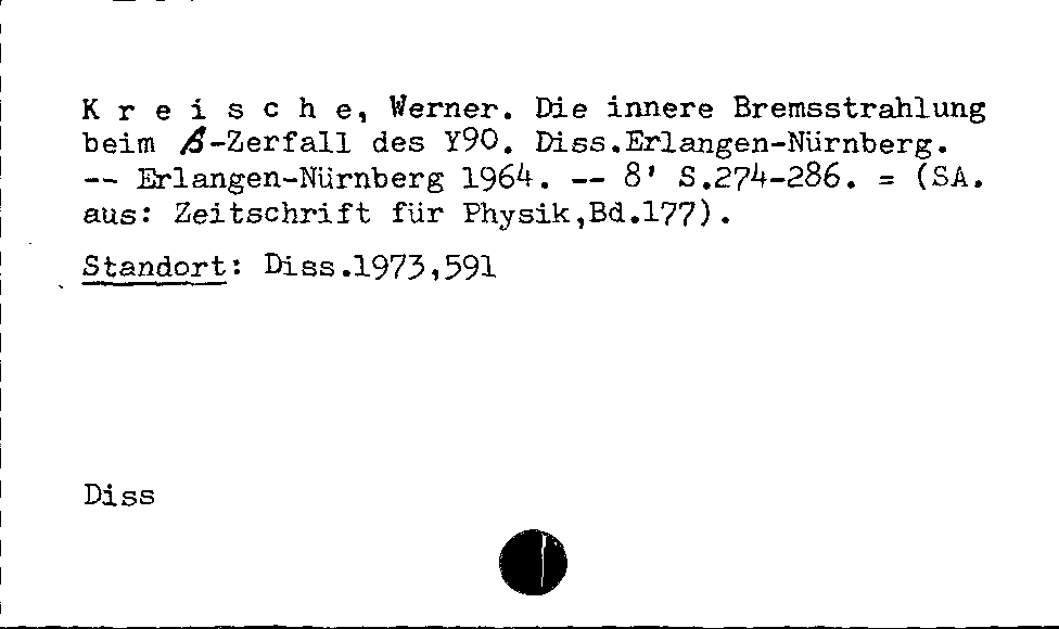 [Katalogkarte Dissertationenkatalog bis 1980]