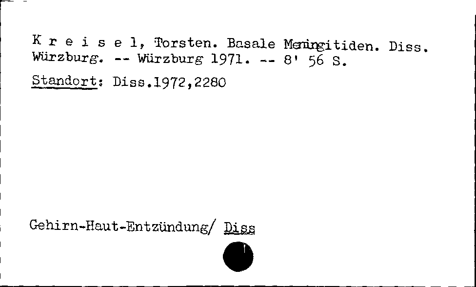 [Katalogkarte Dissertationenkatalog bis 1980]