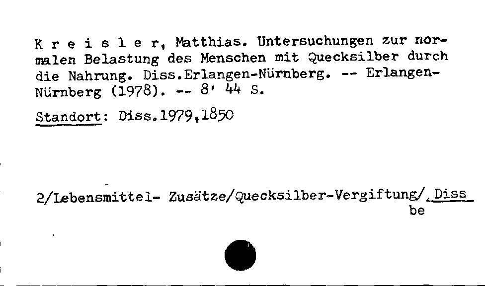 [Katalogkarte Dissertationenkatalog bis 1980]