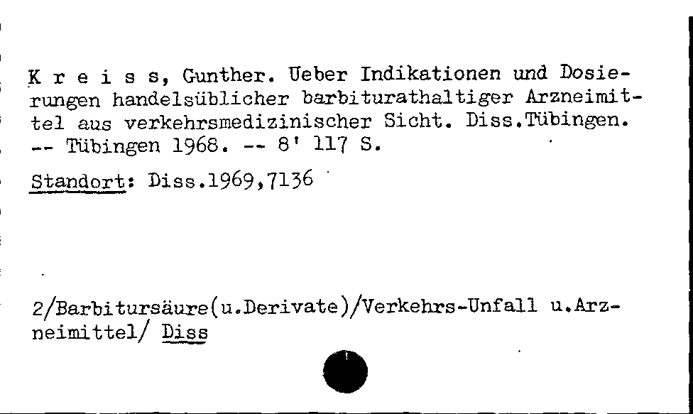 [Katalogkarte Dissertationenkatalog bis 1980]