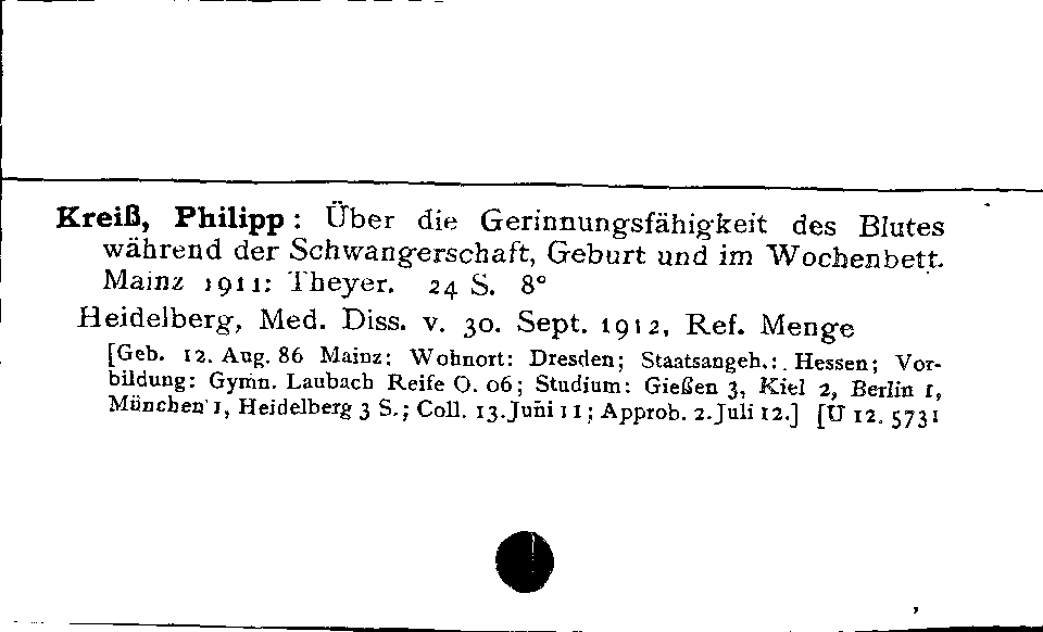 [Katalogkarte Dissertationenkatalog bis 1980]