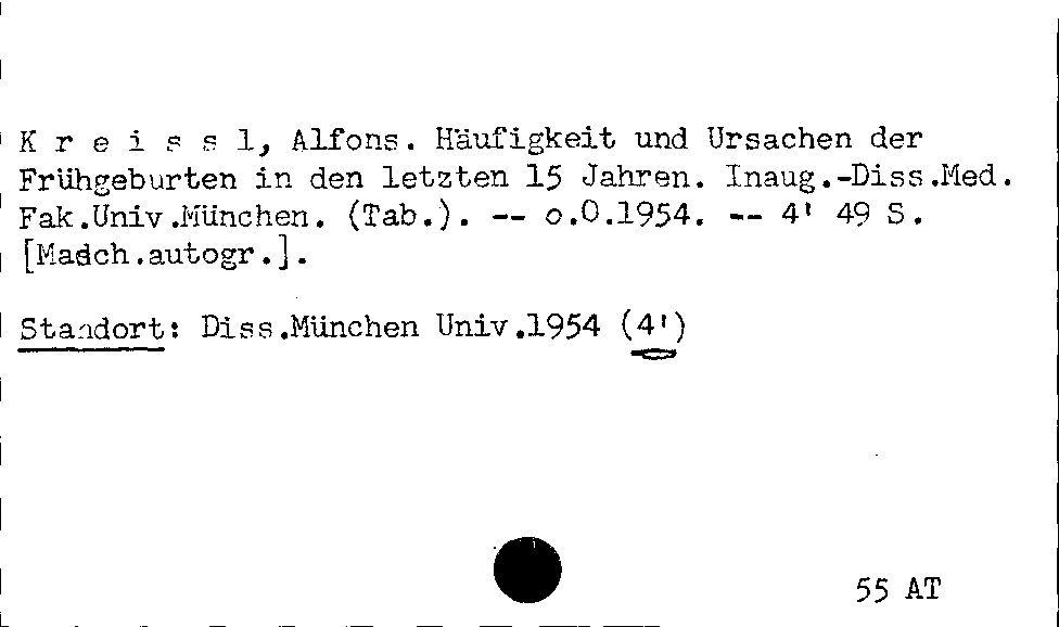 [Katalogkarte Dissertationenkatalog bis 1980]