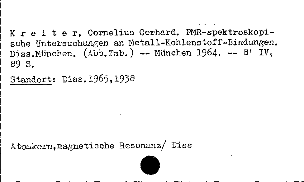 [Katalogkarte Dissertationenkatalog bis 1980]