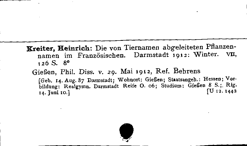 [Katalogkarte Dissertationenkatalog bis 1980]