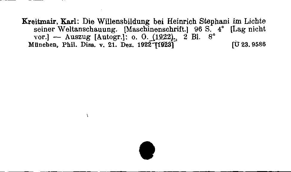 [Katalogkarte Dissertationenkatalog bis 1980]