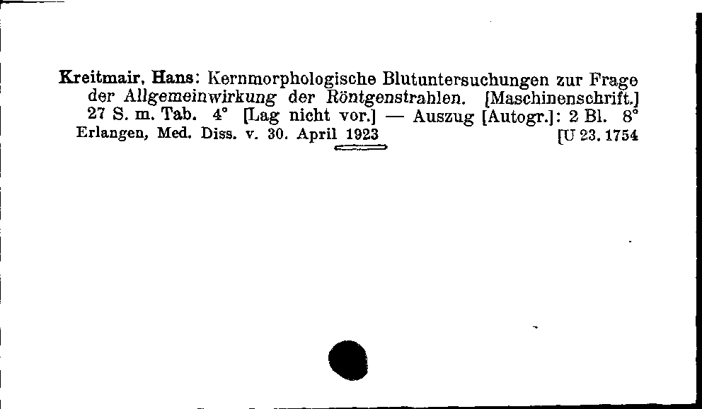 [Katalogkarte Dissertationenkatalog bis 1980]