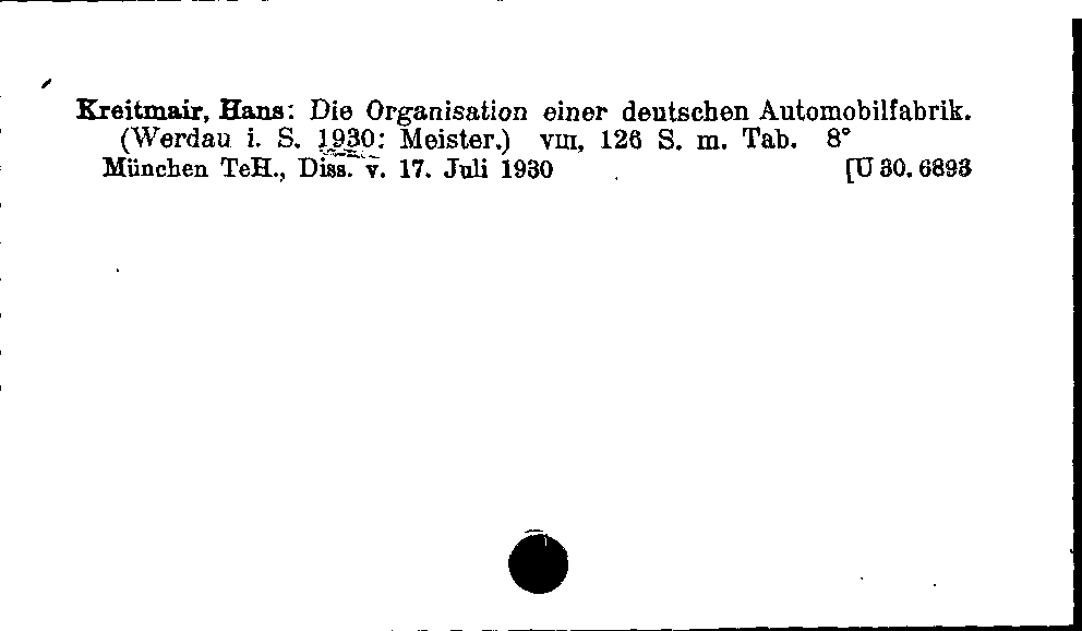 [Katalogkarte Dissertationenkatalog bis 1980]