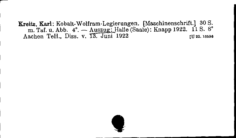 [Katalogkarte Dissertationenkatalog bis 1980]