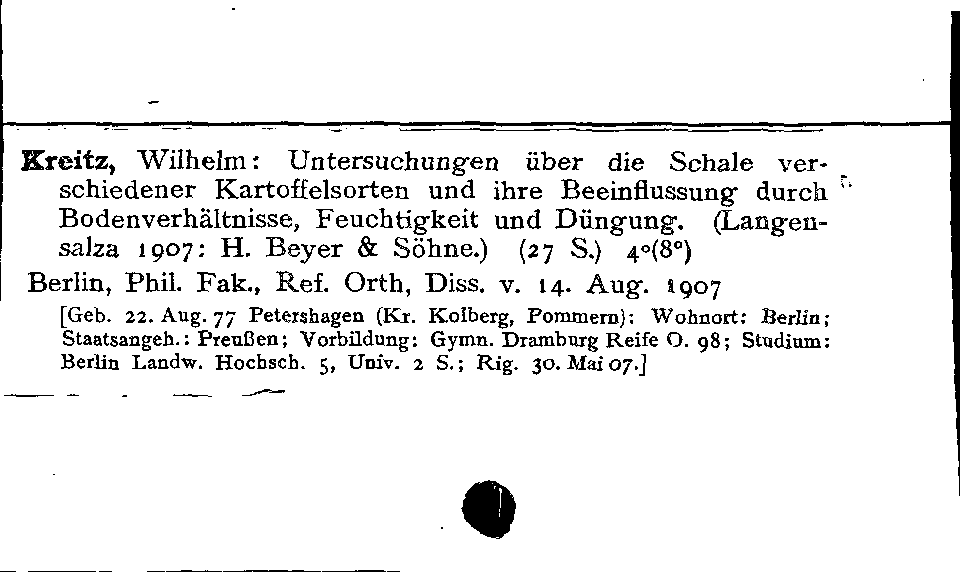 [Katalogkarte Dissertationenkatalog bis 1980]