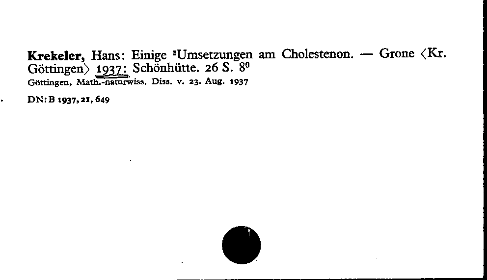 [Katalogkarte Dissertationenkatalog bis 1980]