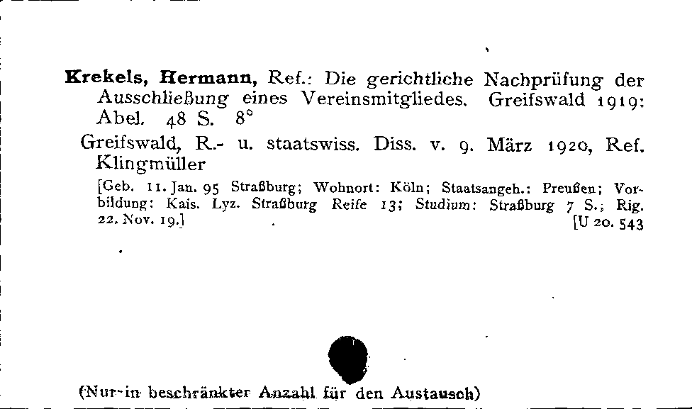 [Katalogkarte Dissertationenkatalog bis 1980]